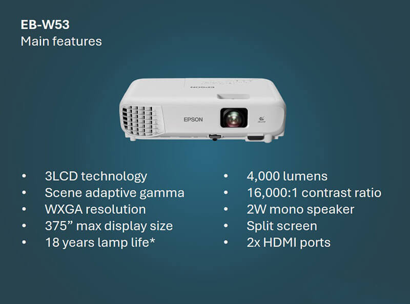 ویدئو پروژکتور اپسون EPSON EB-W53