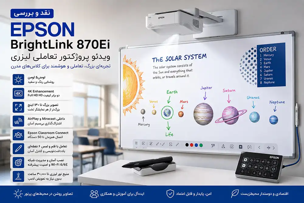 نقد و بررسی ویدئو پروژکتور تعاملی Epson BrightLink 870Ei
