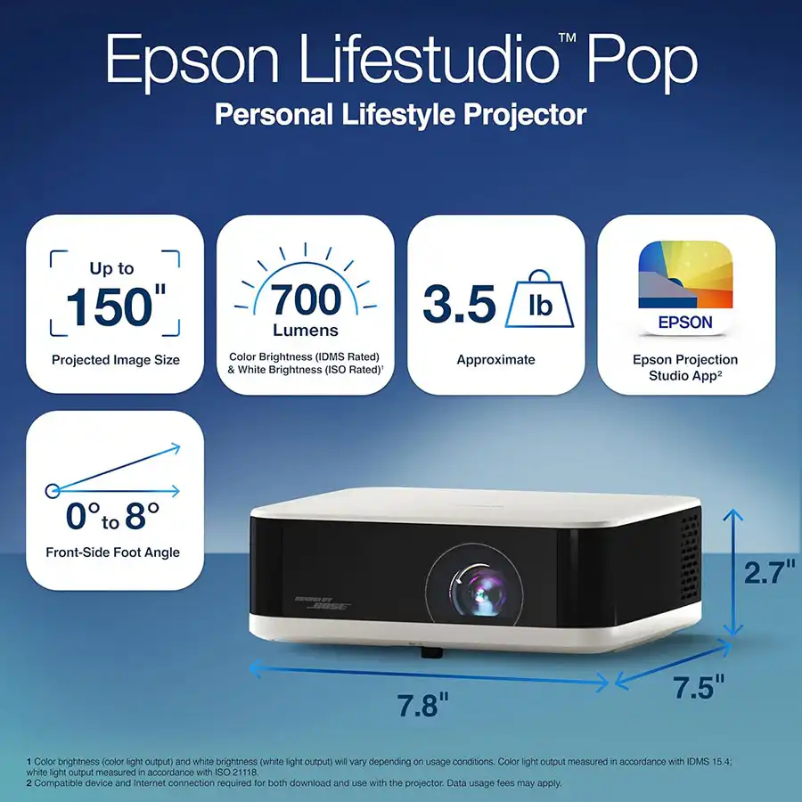 ویدئو پروژکتور قابل حمل Epson Lifestudio Pop EF-61W 