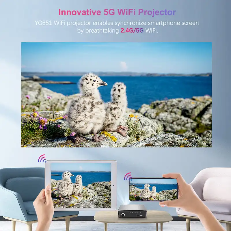 ویدئو پروژکتور YG651 با پشتیبانی از 2.4G و 5G WiFi