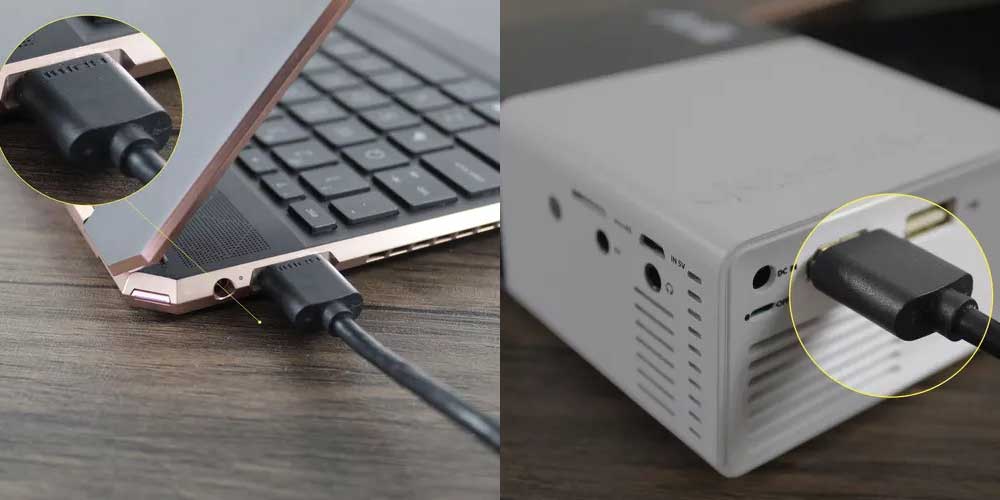 نحوه اتصال لپ تاپ به پروژکتور با کابل HDMI