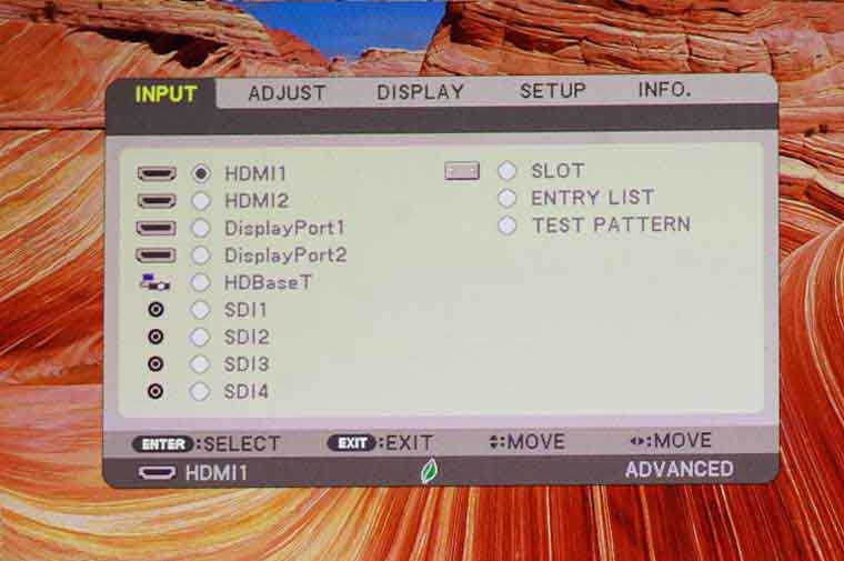 NEC-PX1005QL-Menu