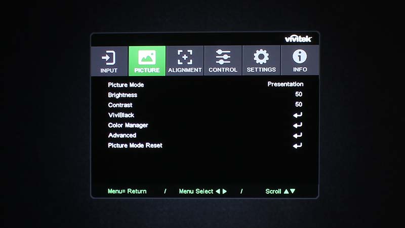 Vivitek-DH3660Z_Menu-Picture