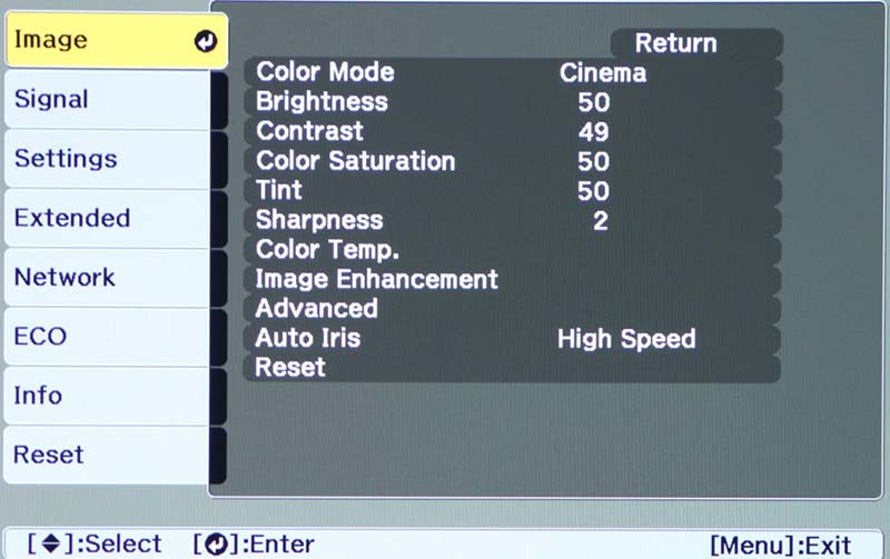 Epson-Powerlite-2265U-Menu-1-Image
