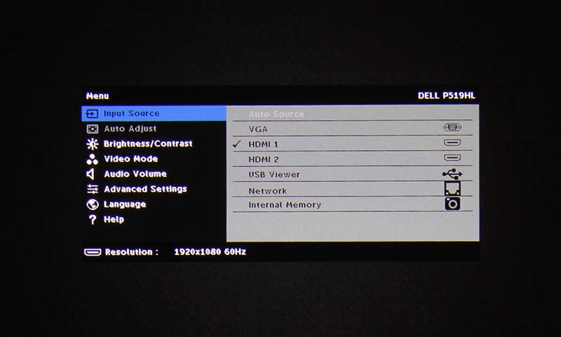 Dell-Advanced-Projector-P519HL_Input-Menu