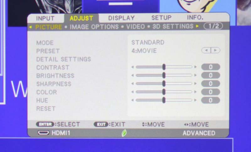 NEC-NP-PA653UL-Adjust-Menu-Picture