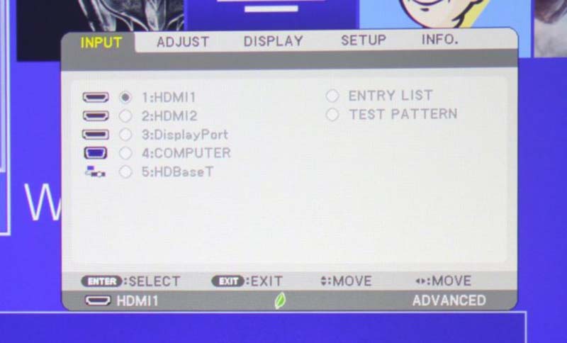 NEC-NP-PA653UL-Input-Menu