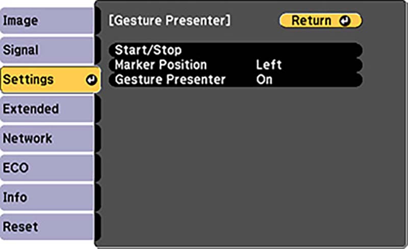 Epson_PowerLite_1785W_Gesture_Menu