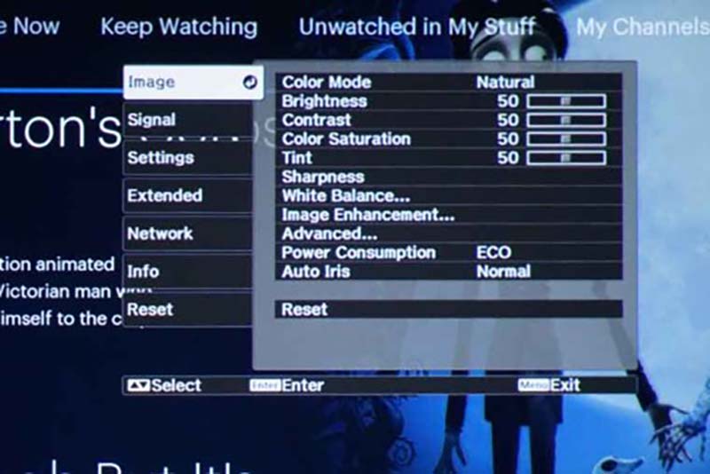 Epson-HC3200-menu